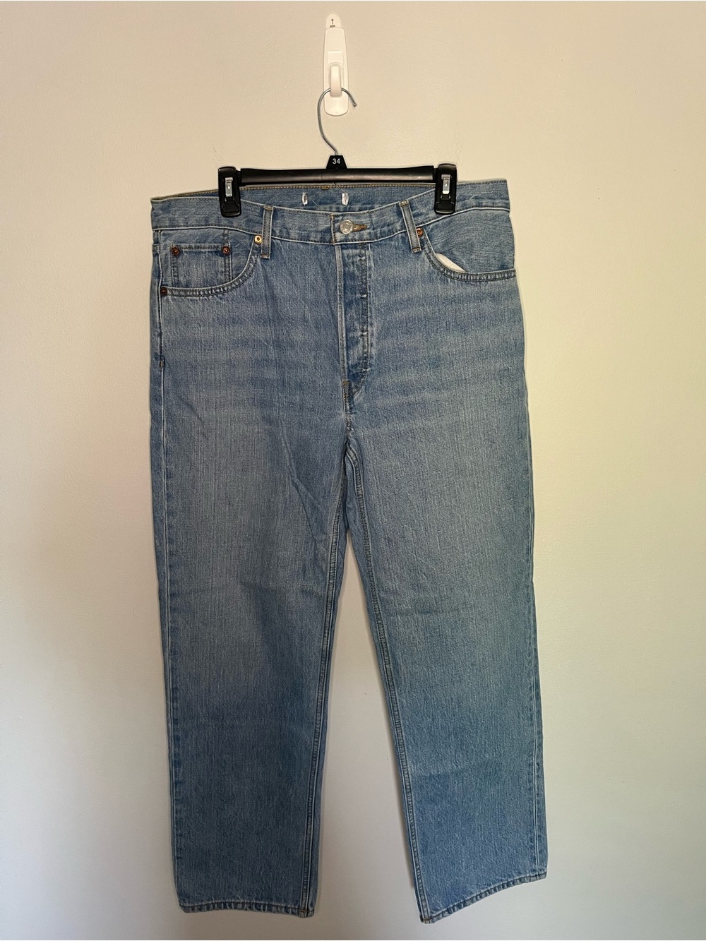 Re/Done Classic Light Blue Straight-Leg Jeans see pictures for measurements